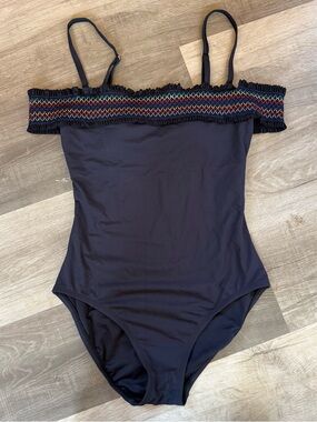 Bleu Rod Beattie Navy One-Piece with Multicolor Smocked Trim